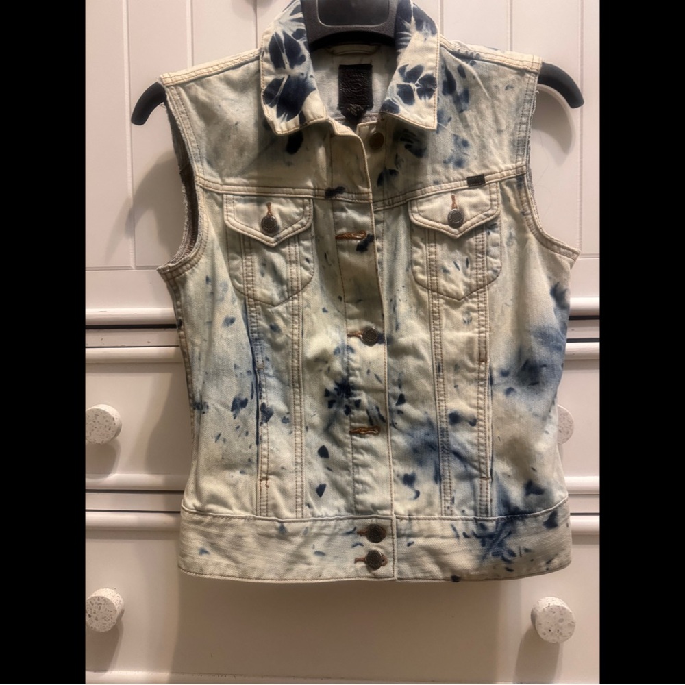 Lucky Brand Acid Wash Denim Vest